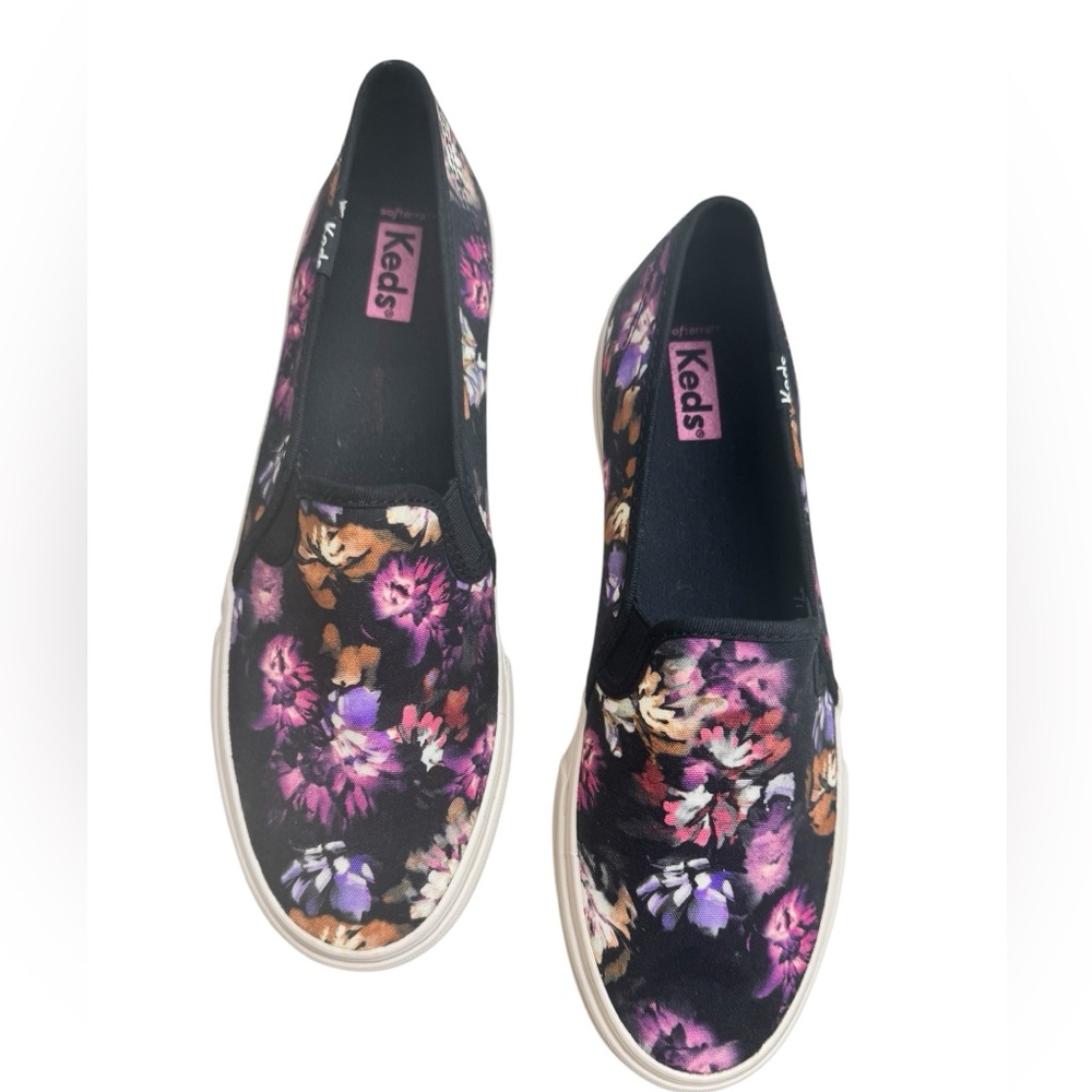 Keds Women's Floral Slip-On Shoes - Black and Purple - Picture 2 of 8